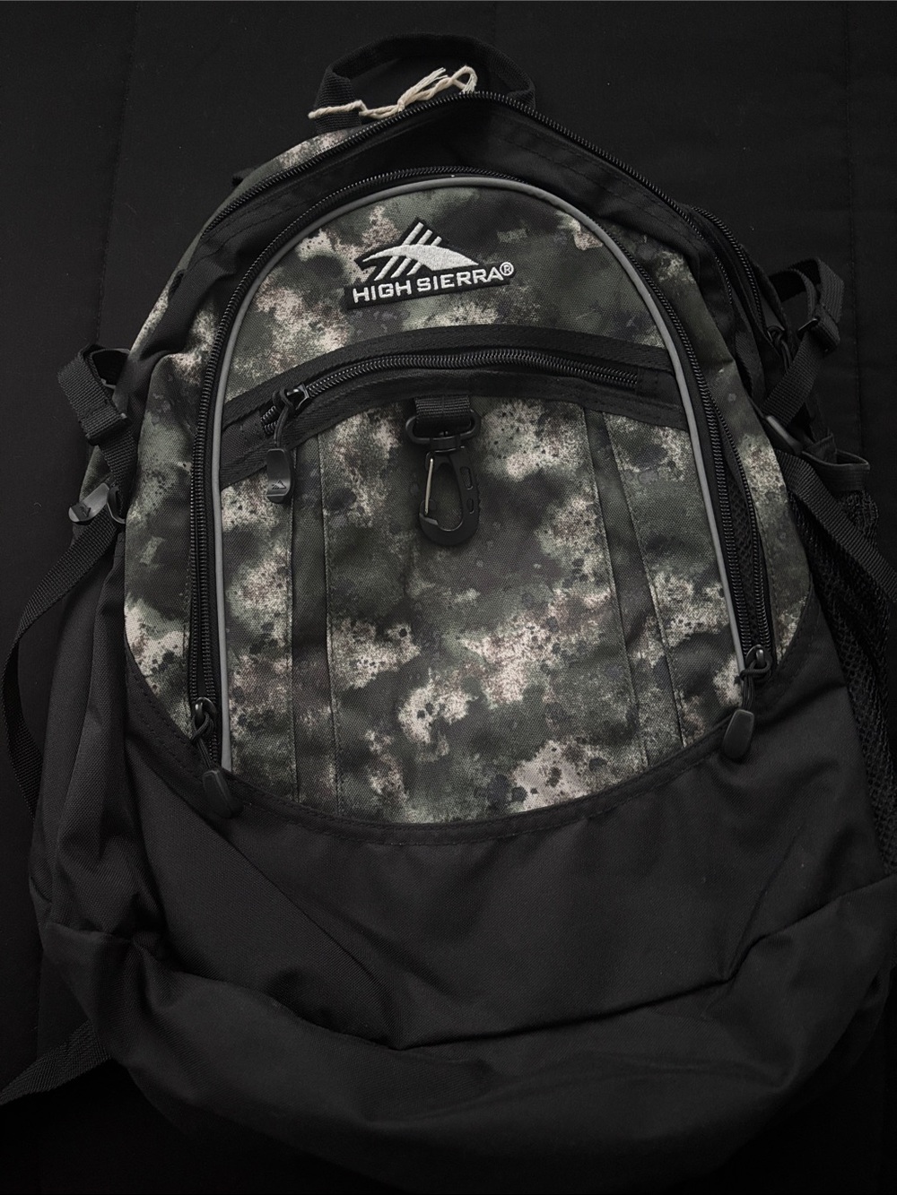 High Sierra Black and Gray Camo Backpack